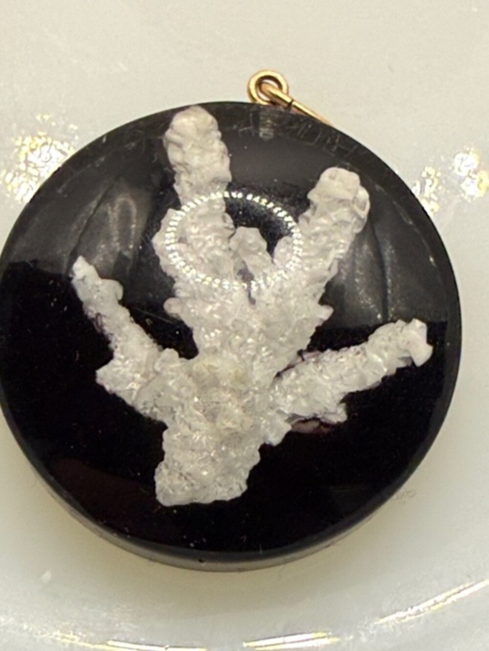 Black and White Coral Pendant Necklace - Women Jewelry